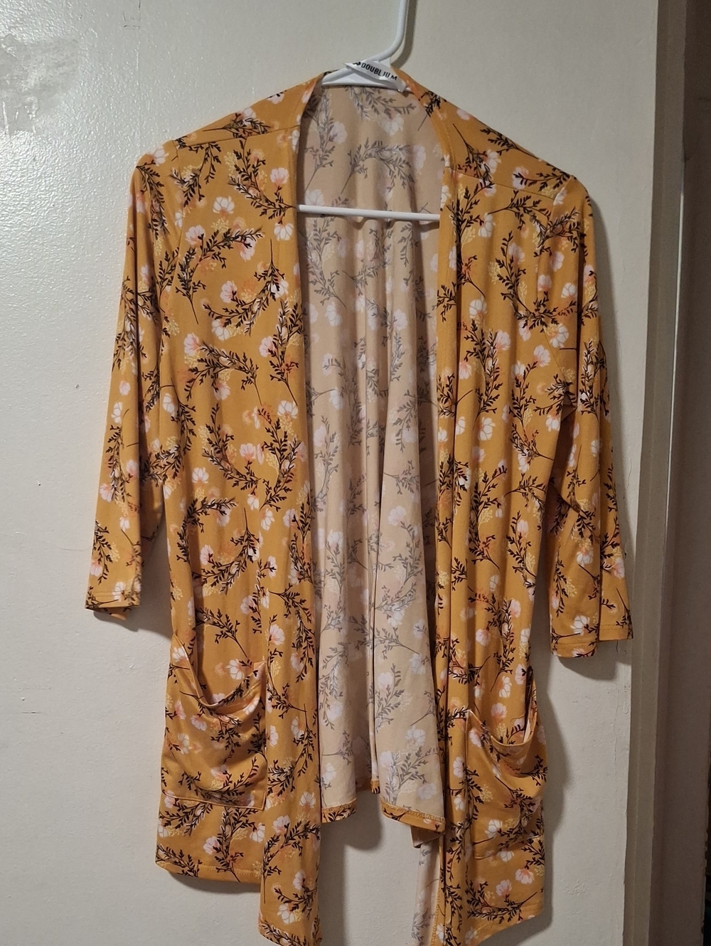 Doublju Yellow Floral Open-Front Cardigan
